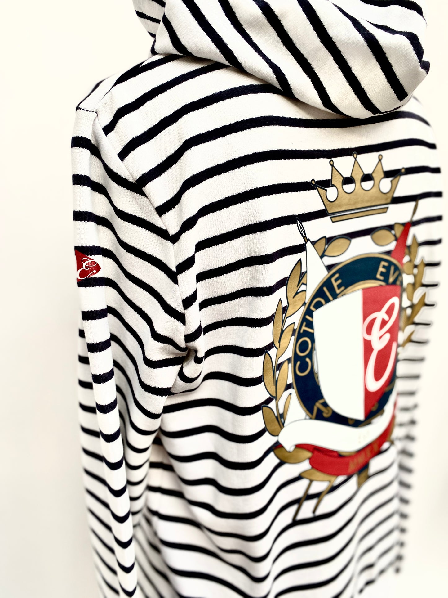 Womens Stripe Crest Hoodie