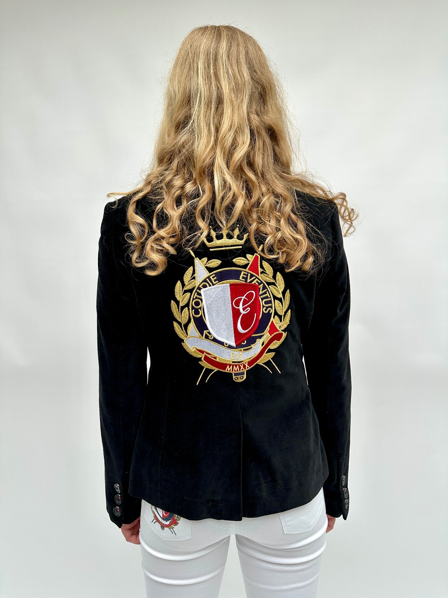 Womens Velvet Crest Jacket - Trot Up Burghley'25 & Won Best Dressed Trot Up Badminton 2023