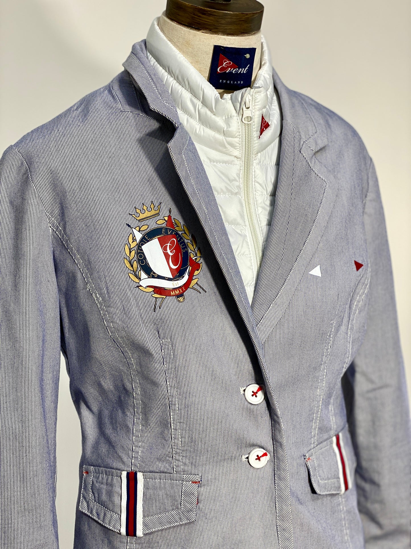 Womens Navy Stripe Crest Tailored Jacket